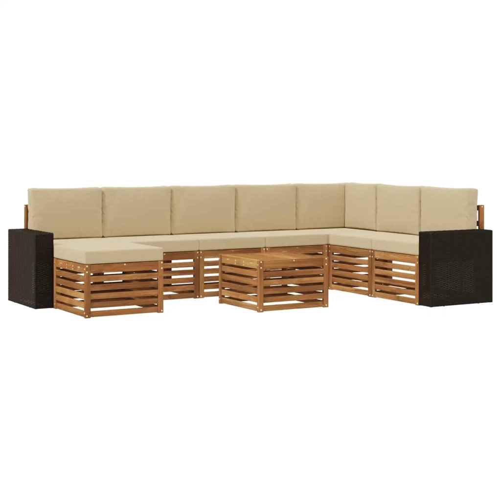 Set di divani da esterno 9 pz Naturale e Beige 3384754