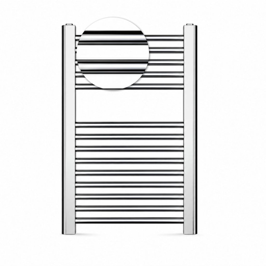 Termoarredo bagno cromato in acciaio per scaldasalviette a muro *** misure h680xl500xi450 14 tubi, pezzi 1