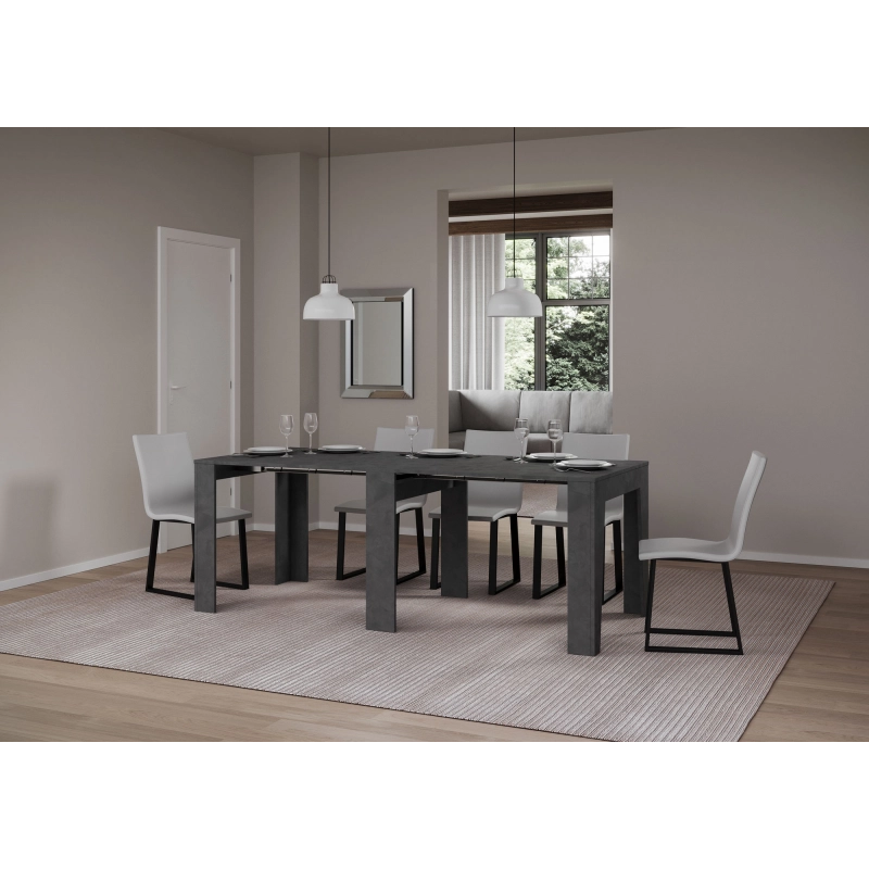 Consolle allungabile 90x25/181 cm Narrow - Antracite Spatolato