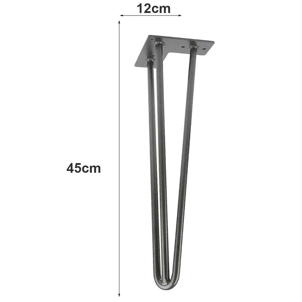 4x Gambe Piedi Tavolo Tavolino Panca Sedia 45cm Metallo Design Moderno Grigio