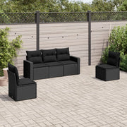 Salotto da Giardino-Set Divani da Giardino 5 pz con Cuscini in Polyrattan Nero 727290