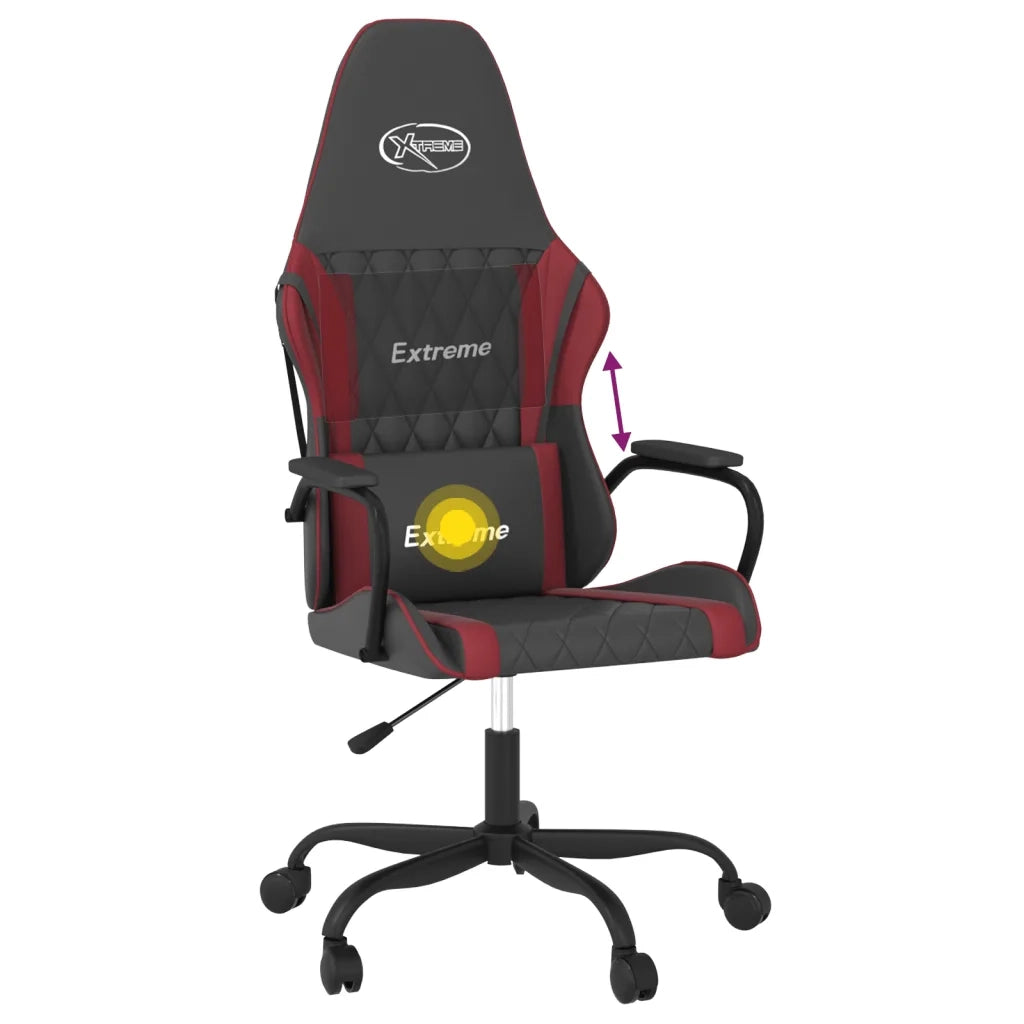 Sedia Gaming | Sedia da e-sports Massaggio Nero e Rosso Vino in Similpelle