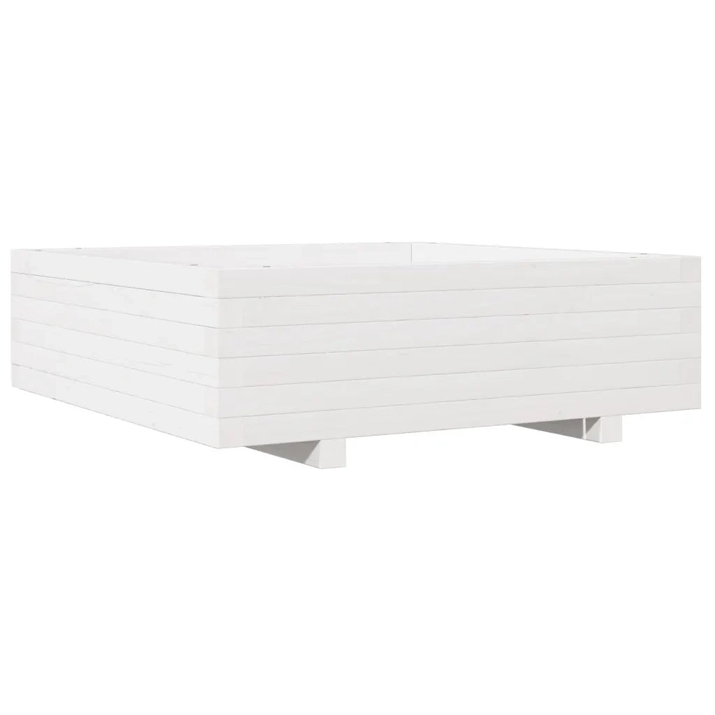Fioriera | Cassetta per fiori | Vaso da Giardino Bianca 80x80x26,5cm Legno Massello di Pino