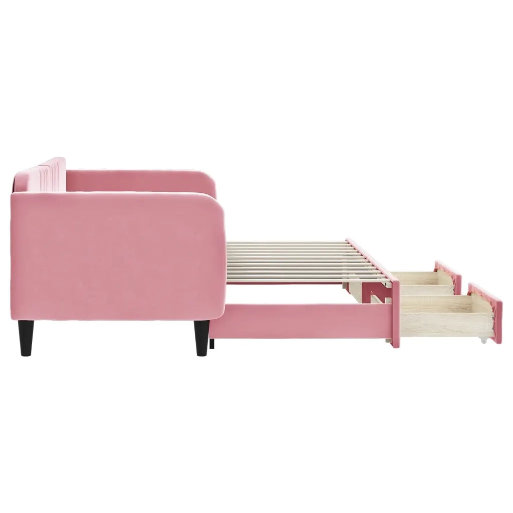 Divano Letto Estraibile con Cassetti Rosa 80x200 cm Velluto 3197107