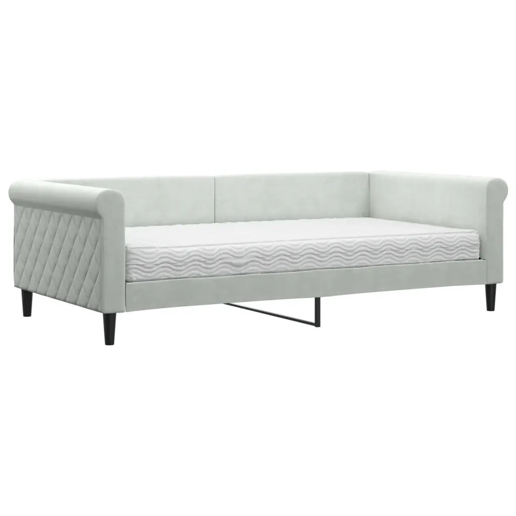 Divano letto | Sof¨¤ letto | Letto singolo con Materasso Grigio Chiaro 100x200 cm in Velluto