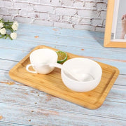 Porta Piatto 30 x 20 x 2 cm - Tessuto in Bambù - Design Lineare - Per Uso in Casa e Cucina