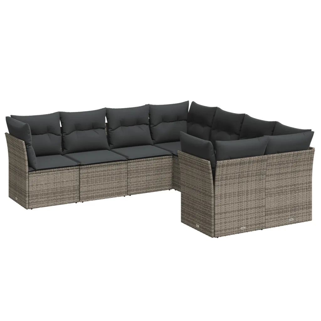 Set Divano da Giardino 8 pz con Cuscini Grigio in Polyrattancod mxl 113503