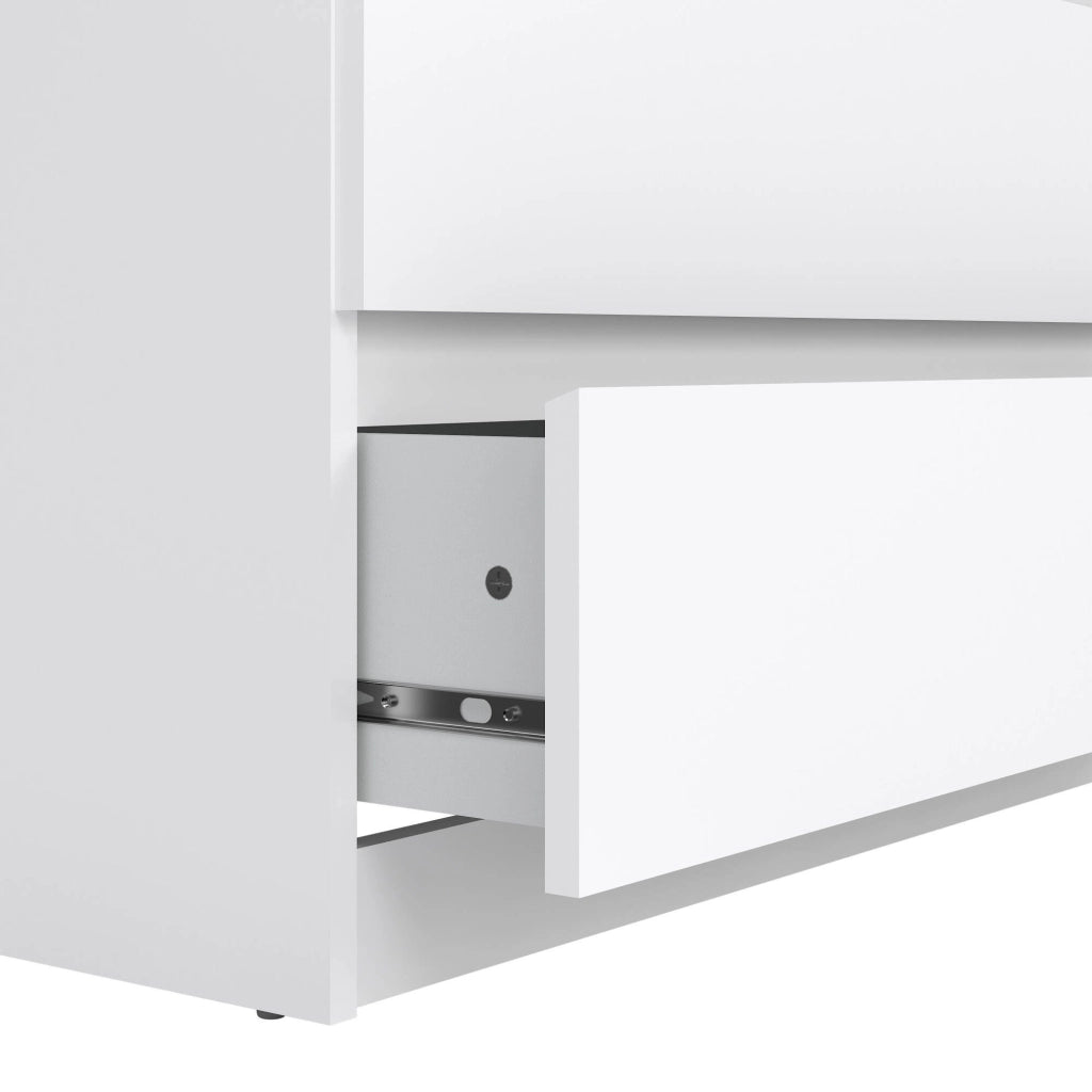 Cassettiera a cinque Ansel, colore bianco lucido, Misure 77 x 113 x 50 cm