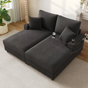 Divano letto XXL - Xylo - Doppio, USB, porta bicchieri, grigio, imbottito