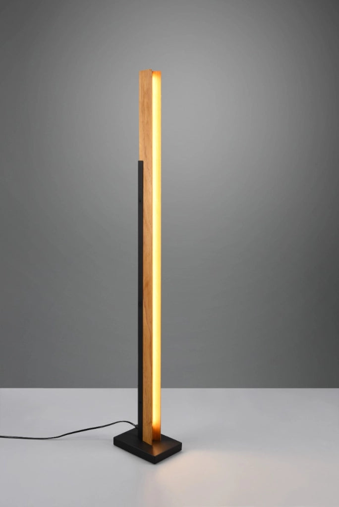 Lampada da terra LED Kerala nera legno 16W dimmer Trio