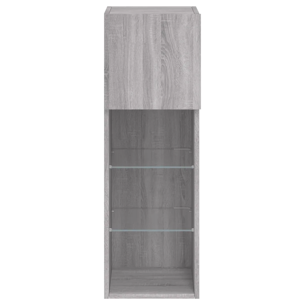 vidaXL Mobili TV con Luci LED 2pz Grigio Sonoma 30,5x30x90 cm