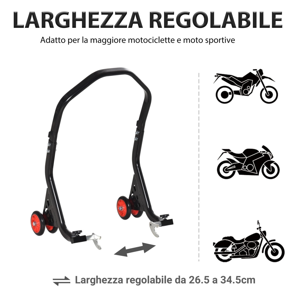 EasyComfort Cavalletto Alzamoto Posteriore Universale e Regolabile Cavalletto Spostamoto per Moto Sportive Fino 200kg Nero