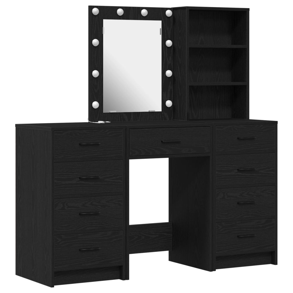 Set Trucco 3 Pezzi con LED in Legno Nero