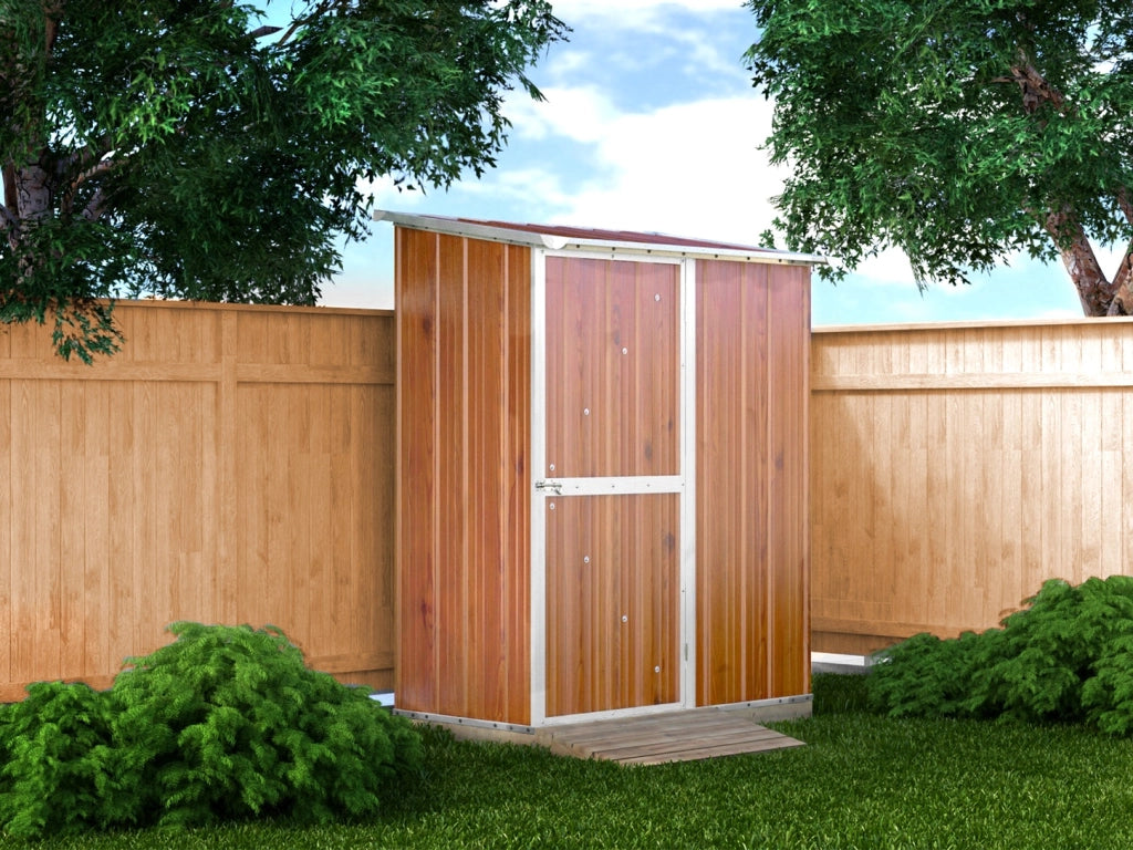 Casetta da giardino in lamiera zincata box acciaio 155x100cm x h 192cm - 50kg - 1,55mq - LEGNO