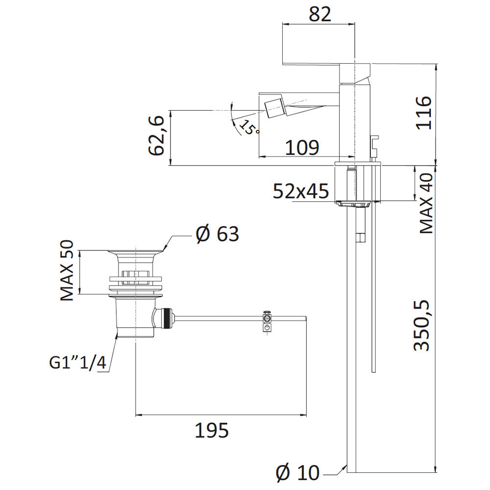Rubinetto Miscelatore Monocomando Bidet in Ottone Mariani Polar Cromato
