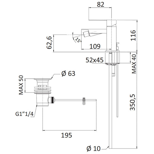 Rubinetto Miscelatore Monocomando Bidet in Ottone Mariani Polar Cromato