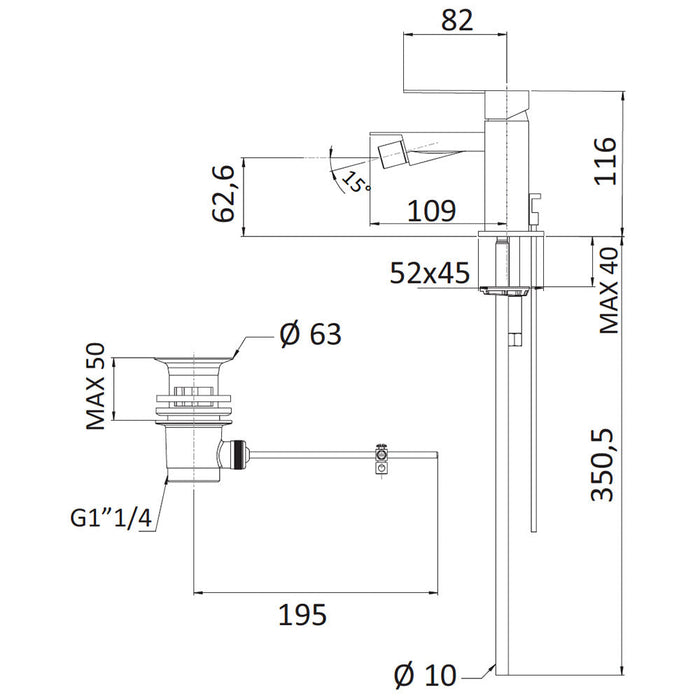 Rubinetto Miscelatore Monocomando Bidet in Ottone Mariani Polar Cromato
