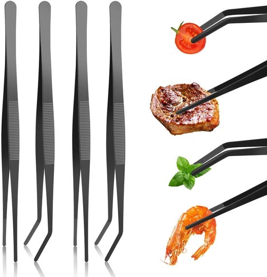Set di Spiedini da Cucina Professionale a 4 Pezzi in Acciaio Inossidabile per la Cottura e il Grilling
