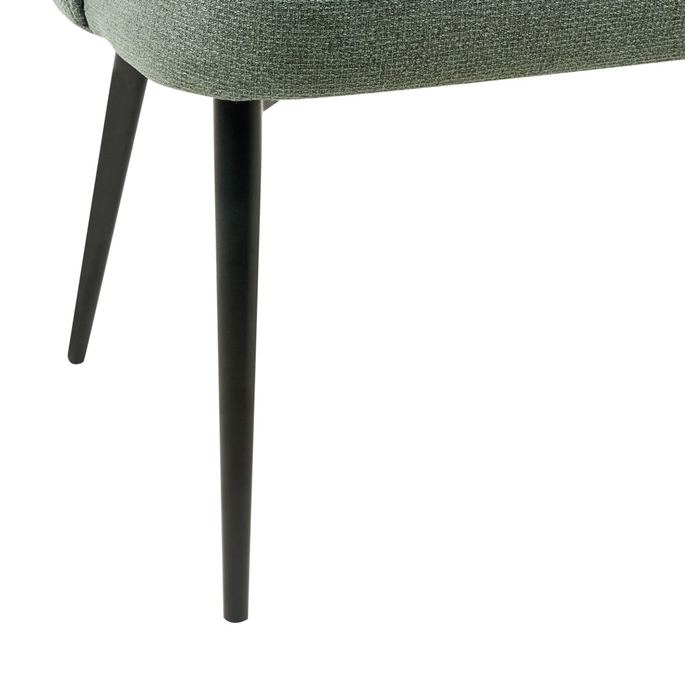 Divano da cucina Rivestimento in tessuto verde Struttura in metallo a 2 posti Gambe nere Panca