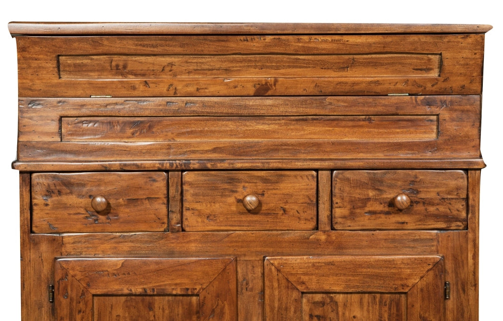 Biscottini Madia in legno massello di tiglio finitura noce L100xPR55xH101 cm. Made in Italy
