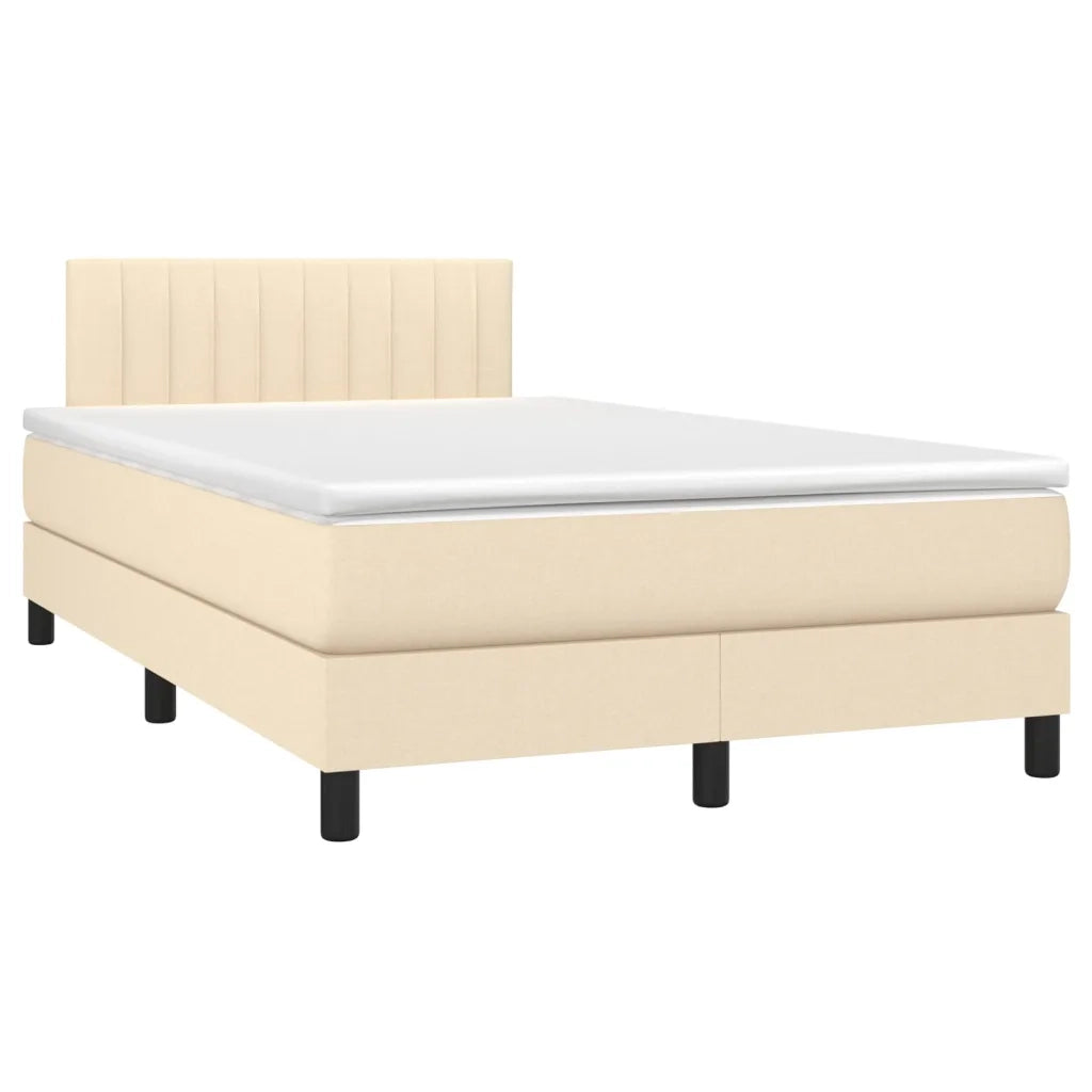 Letto a Molle con Materasso e LED Crema 120x200cm in Tessuto 3133306