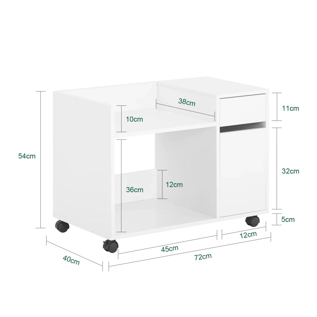 Carrello da ufficio Armadi archivio traslabili Supporto per Stampante 70x40x54 cm ASK02-W