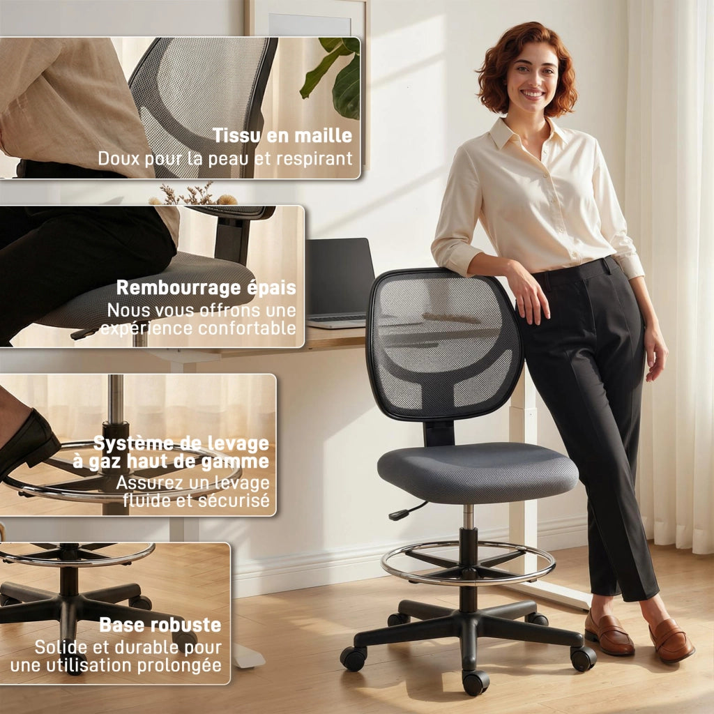 Poltrona da ufficio ergonomica con poggiapiedi ¨C zephmum ¨C grigio scuro