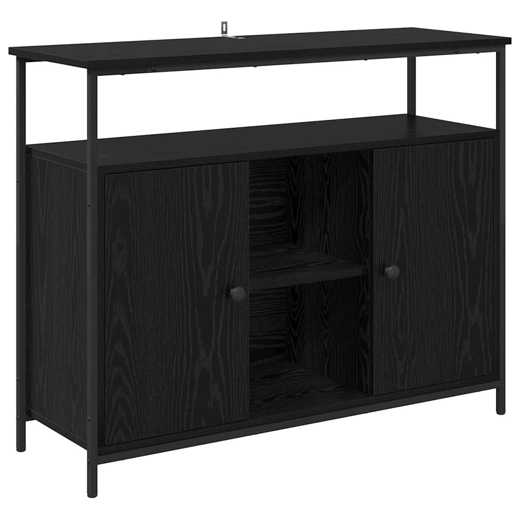 Credenza-Buffet-Armadio da cucina Rovere Nero 100 x 35 x 80 cm Legno multistrato 501868
