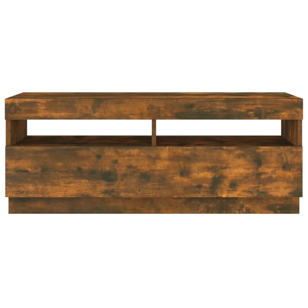 Mobile TV multimediale scaffale TV credenza mobile TV per sala da pranzo soggiorno camera da letto con luci a LED rovere affumicato 100 x 35 x 40 cm marrone 02_0026712