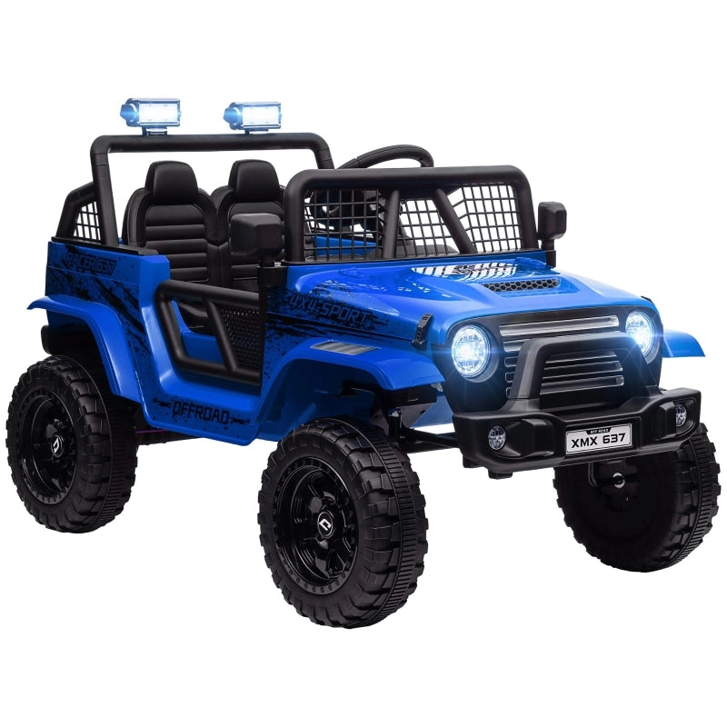 Macchina elettrica per bambini con sospensioni fluide, telecomando, luci a LED, clacson, motore da 12V, realizzata in plastica e metallo, blu