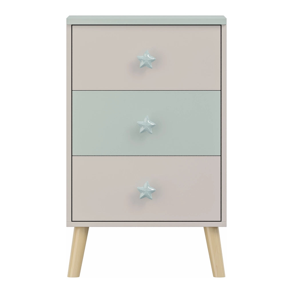 Cassettiera Sandnes per Cameretta Bambini 62 x 38 x 30 cm Bianco / Menta Verde [en.casa]