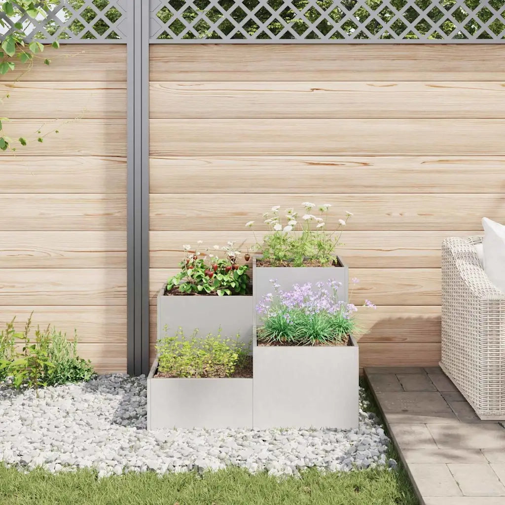 Vaso da giardino Argento 80 x 80 x 60 cm Acciaio inossidabile