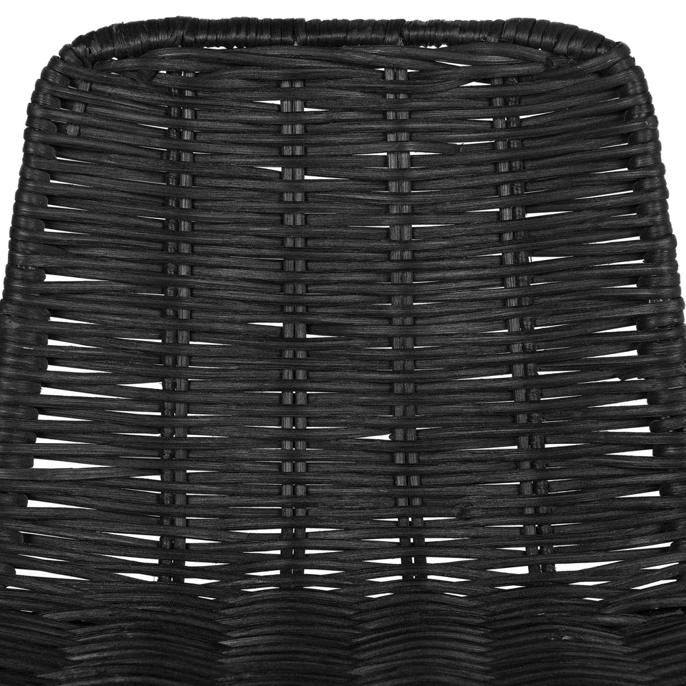 Set di sedie da bar per cucina e sala da pranzo in rattan rustico boho nero