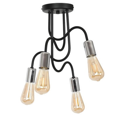 Plafoniera industriale nera/cromo Luminex Dow 4xE27