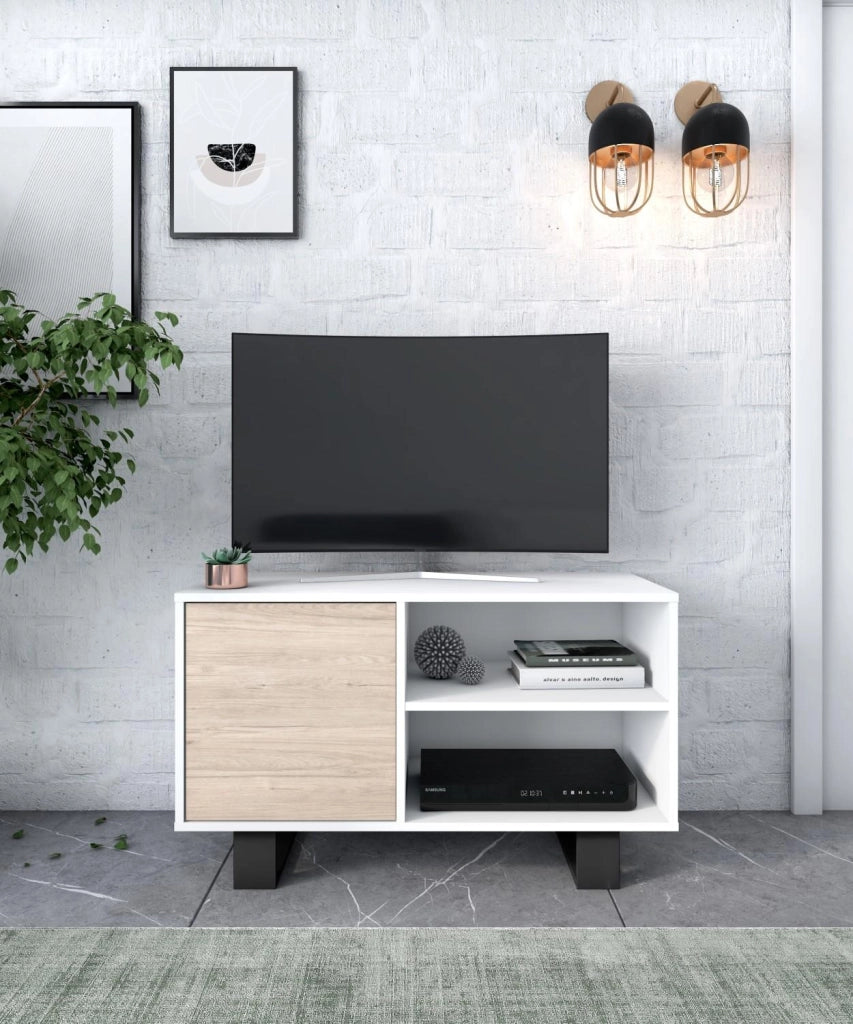 Mobile TV 95x40x57cm modello WIND colore Bianco e colore Rovere RF1004