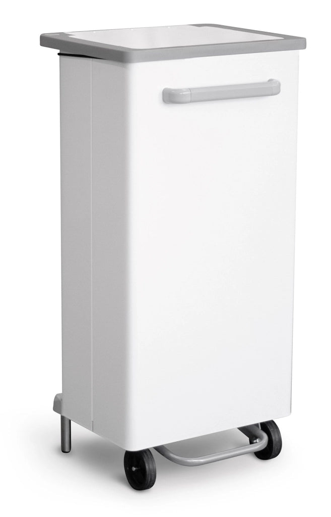 Pattumiera Per Raccolta Differenziata 47x37xh96 cm In Acciaio Verniciato a Pedale Bianco