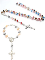 Due pezzi di bracciale a forma di croce perla rosa regalo cattolico unisex - regali per Pasqua, Thanksgiving, Natale