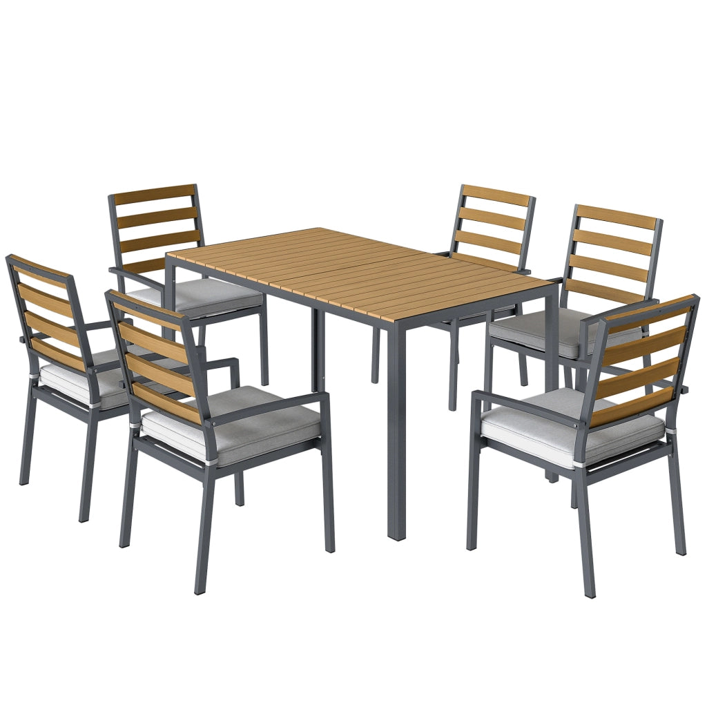 Set Tavolo e Sedie da Giardino ¨C zephmum ¨C 7 Pezzi in Legno con Cuscini
