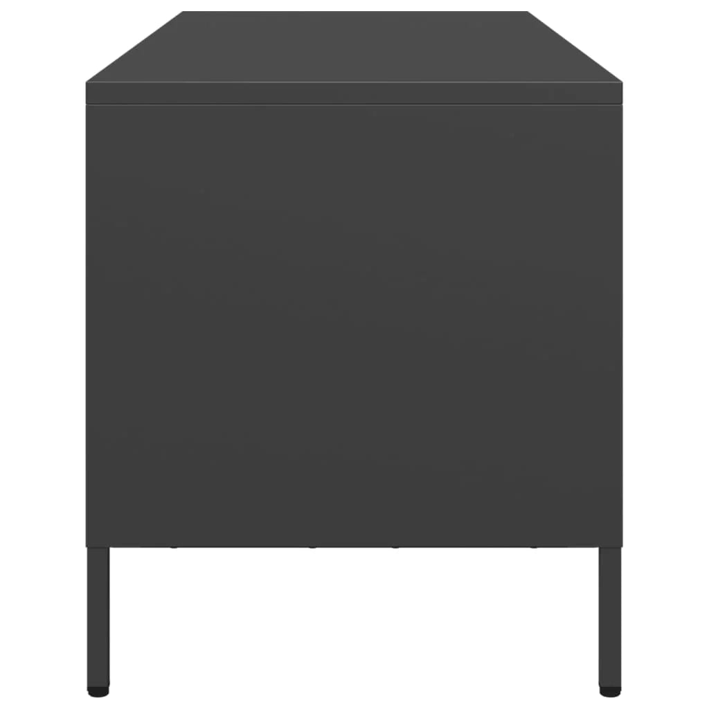Mobile TV multimediale scaffale TV credenza mobile TV sala da pranzo soggiorno camera da letto 101,5 x 39 x 43,5 cm acciaio laminato a freddo nero 02_0025553