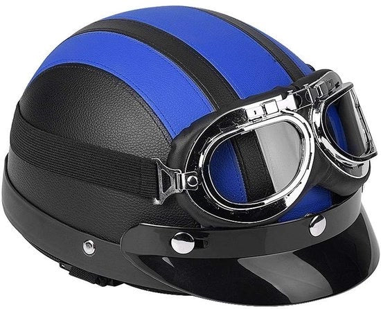 Elmetto Motoristico Leggero - Visiera Ripiegabile - Protezione UV - Cappuccio Removibile in Pelle - Comodo - Alta Resistenza - Elmetto da Motocicletta
