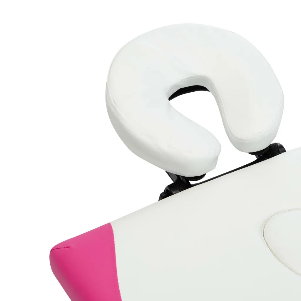 Lettino da Massaggio a 4 Sezioni in Alluminio Bianco e Rosa