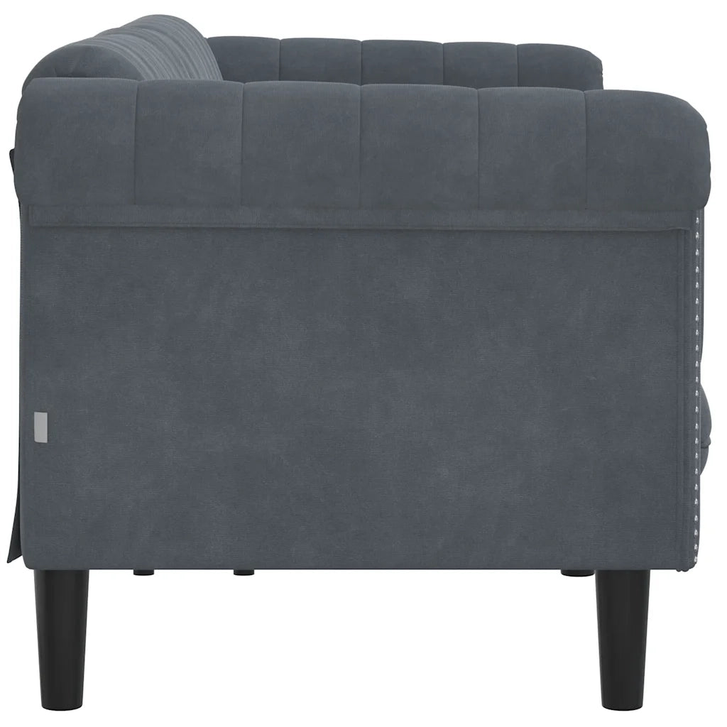 Divano a 3 Posti-Sofa 3 Posti Grigio Scuro in Velluto