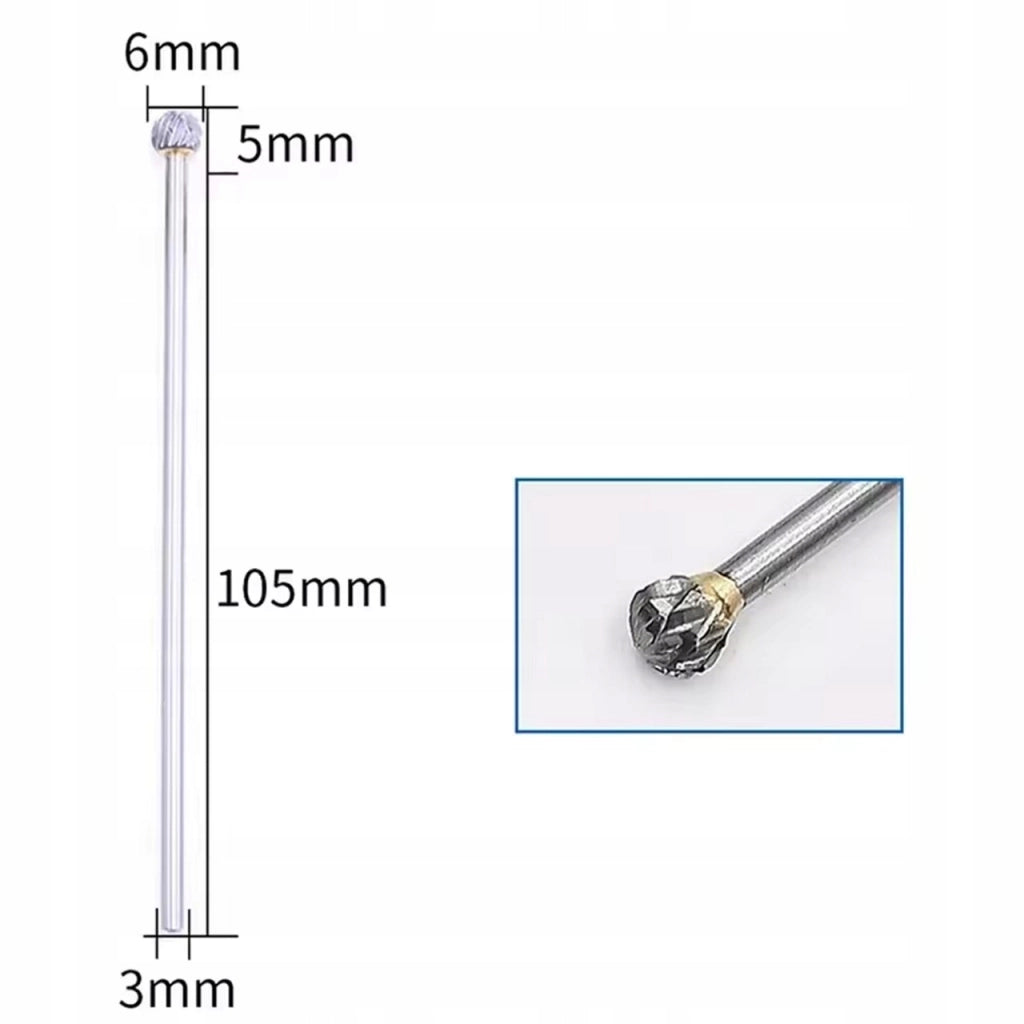 Set di Frese Rotative in Carburo di Tungsteno – Compatibile con Dremel e Altri | 10 Pezzi, Doppio Taglio, 3 mm, 100 mm