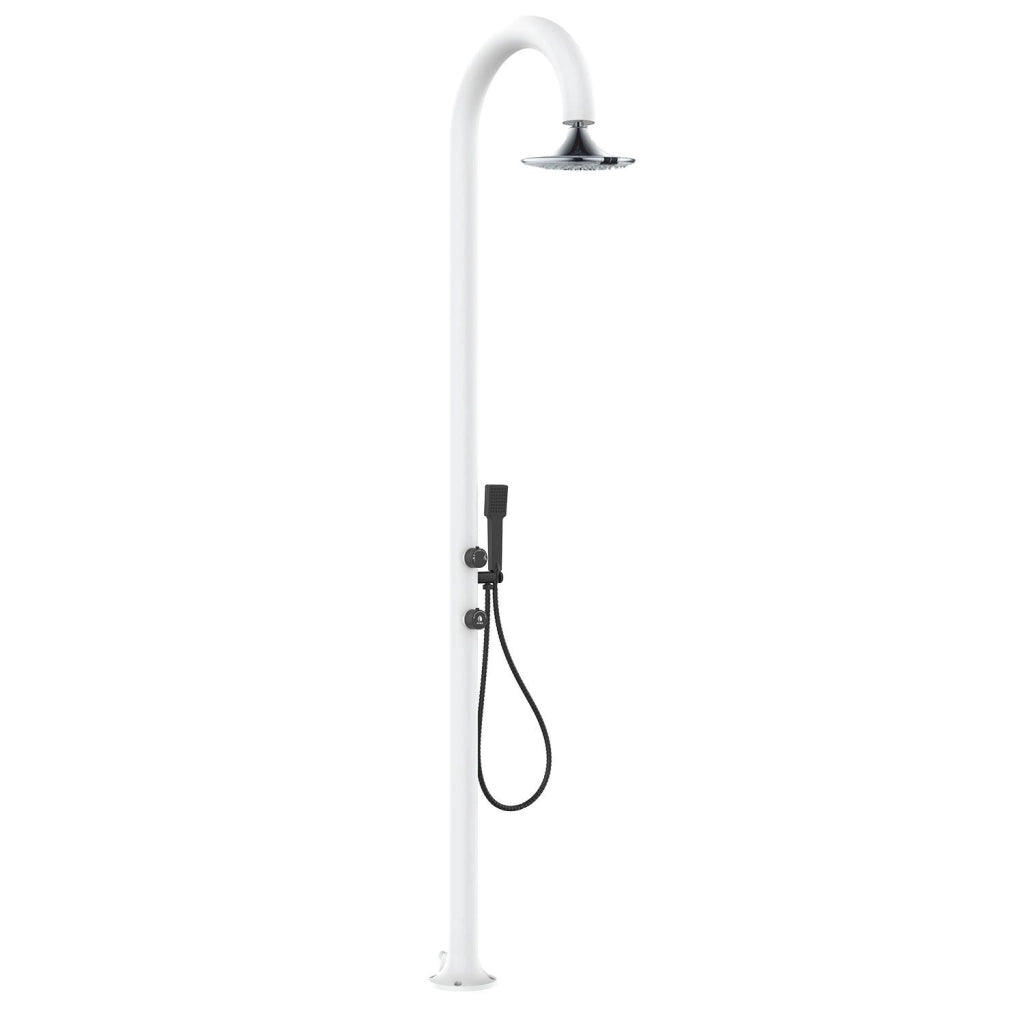 SINED Doccia In Alluminio Bianco Con Soffione Sensor E Doccino Mobile Doppio Attacco Acqua Posizionabile In Esterno Ed Interno LUNA ALU D BIANCA SENSOR