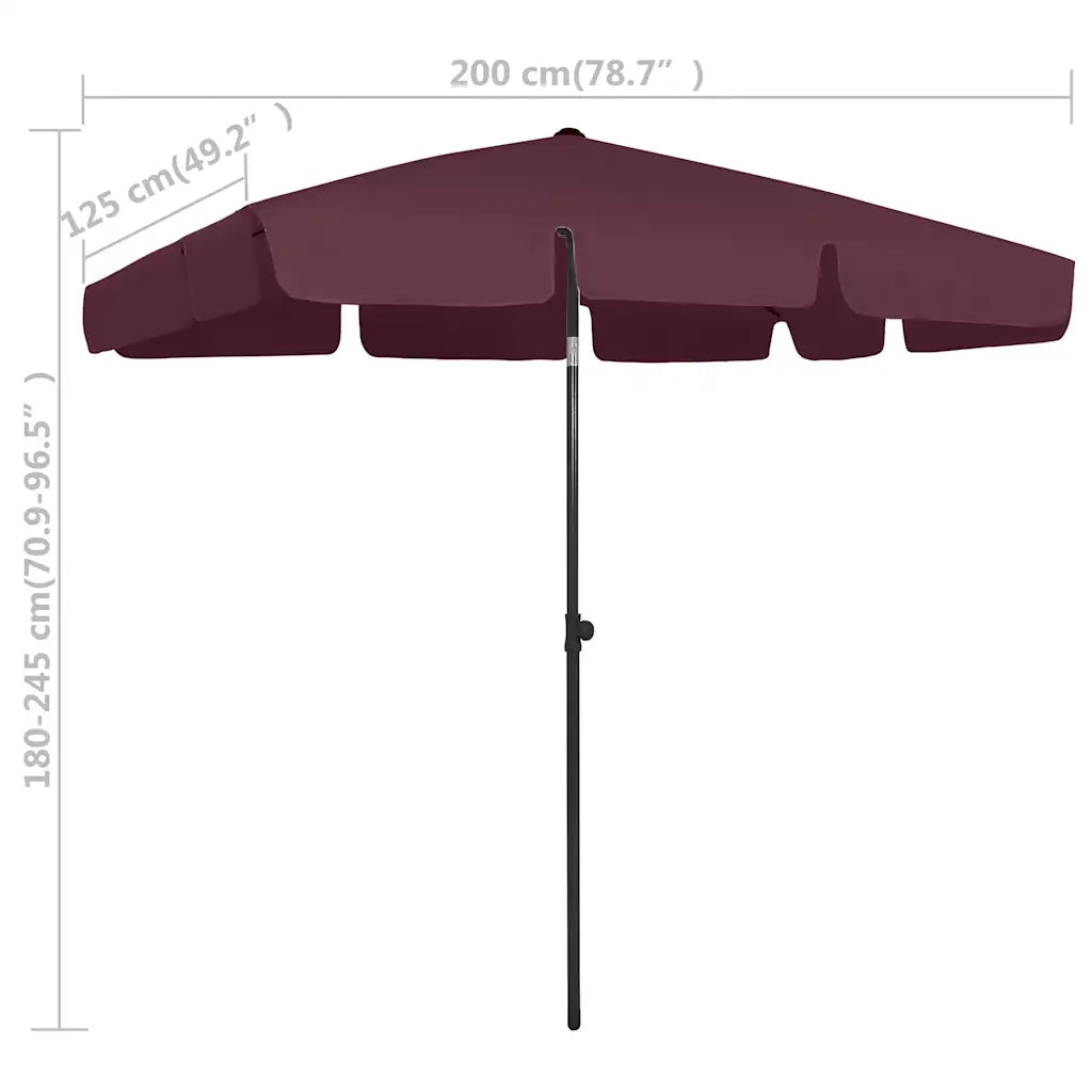 Ombrello | Parasolne da Spiaggia Rosso Bord¨° 200x125 cm