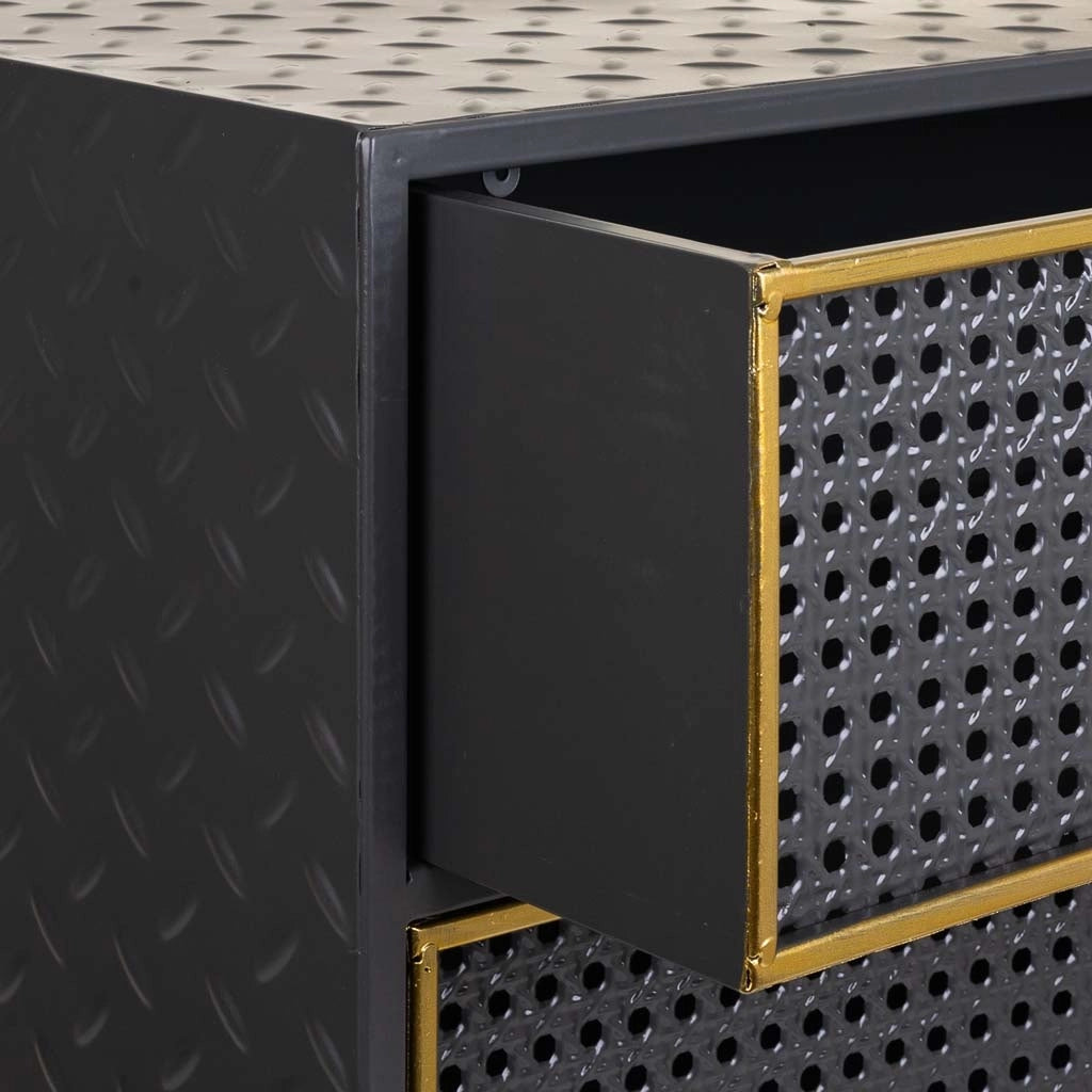 Comodino in metallo nero 50x30x62