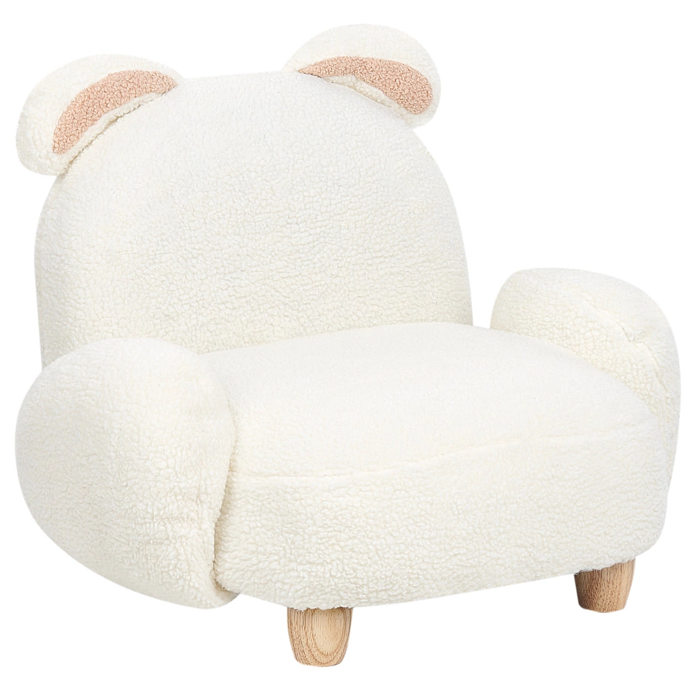 Poltrona per animali Imbottitura in bouclé bianco sporco Seduta per bambini Design moderno Forma di coniglio