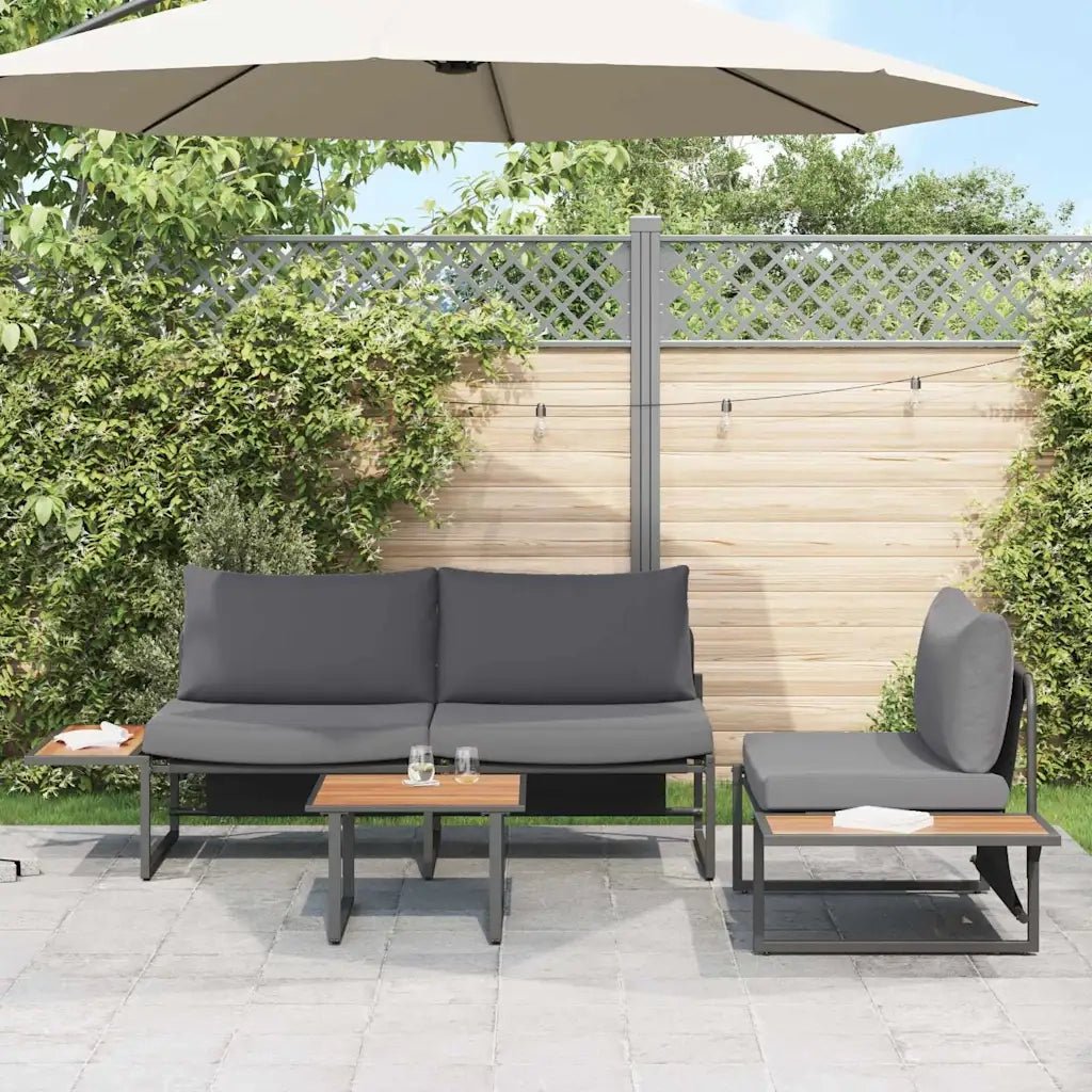 Set da Pranzo per Giardino 3 pcs Antracite Acciaio 3335891