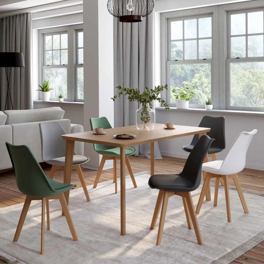 IDMarket - Set di 6 sedie scandinavo gris chiaro, bianco, gris scuro x2, verde x2 SARA