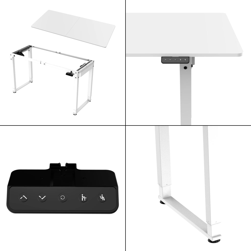 Scrivania Kirkkonummi con Piano Tavolo 160x75 cm Regolabile in Altezza - Bianco pro.tec